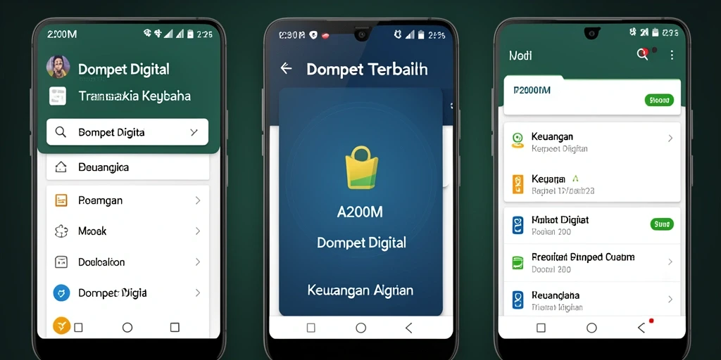 Antarmuka pengguna A200M yang sederhana dan menarik untuk Dompet Digital.
