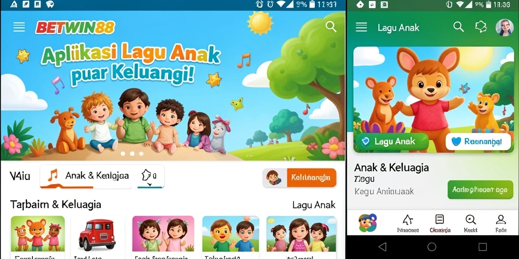 Tampilan antarmuka BETWIN88 yang ceria dan interaktif untuk Lagu Anak.