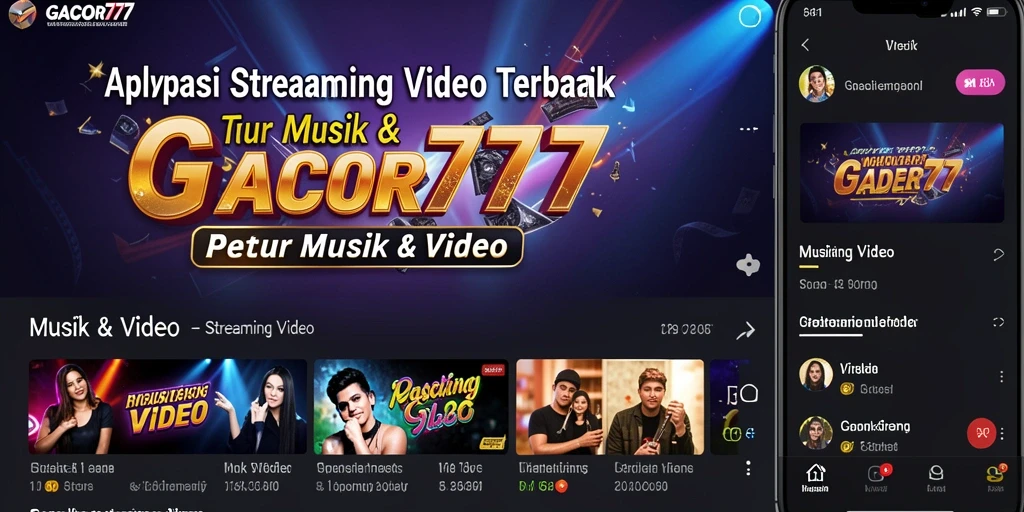 Tampilan antarmuka GACOR777 dengan berbagai pilihan video musik dan streaming.