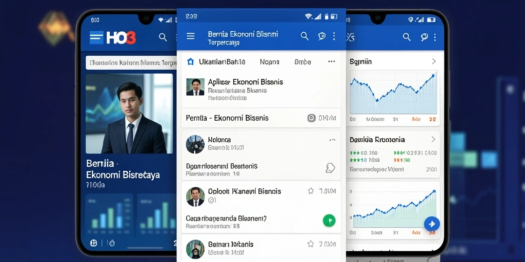 Antarmuka HO3 menampilkan berita dan analisis pasar ekonomi bisnis.