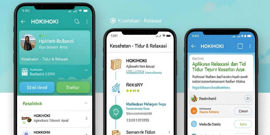 Tampilan antarmuka HOKIHOKI dengan fitur Tidur & Relaksasi yang menarik.