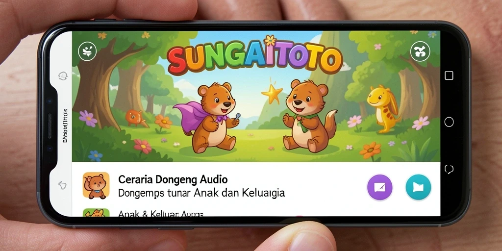 Antarmuka SUNGAITOTO memberikan pengalaman mendengarkan dongeng yang menarik.